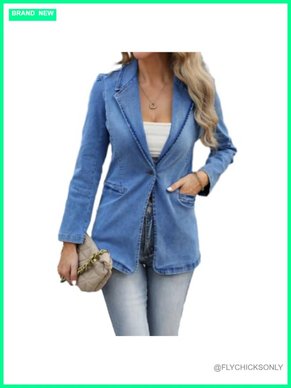 Oversized Denim Jacket Women Button Down Collared Long Sleeve Jean